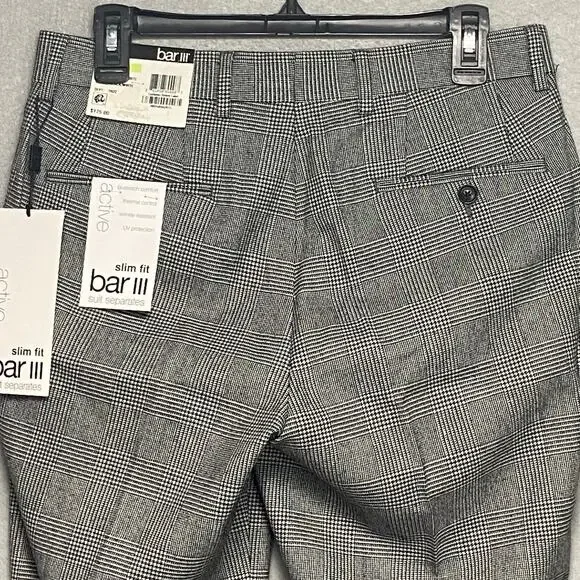Bar III Suit Separates Men's 30x30 Dress Pants Slim Fit Black/White Plaid NEW